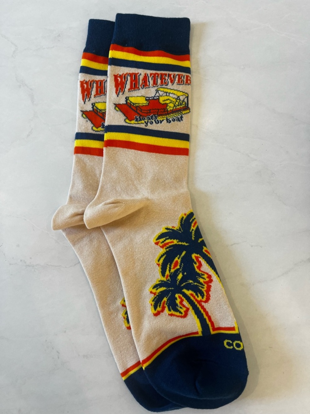 Whatever Floats Your Boat Beige Novelty Crew Socks